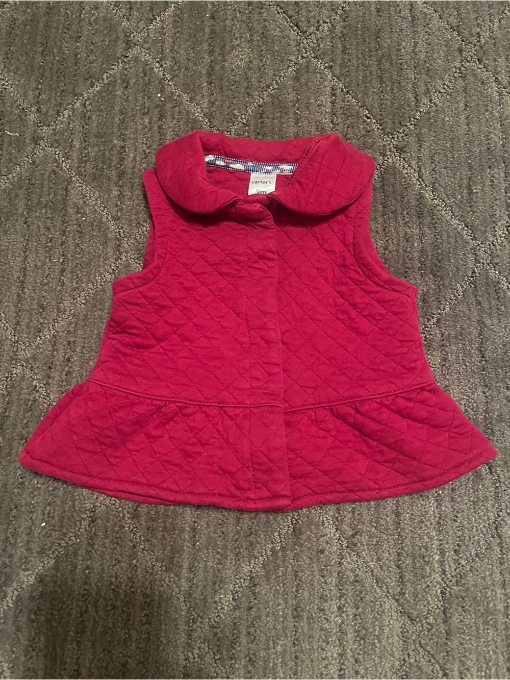 Carter's Quilted Red Peplum Vest with Peter Pan Collar Baby Girl 9M